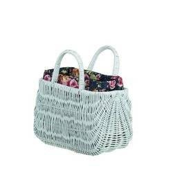 Decor MINT PAINTED WICKER WOMAN'S BAG WITH HANDLES  LINED 22X10 H13/23 CM