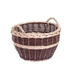 wicker round basket garden basket with handles handmade decorative Ø50 H32 cm