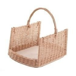WICKER LOG BASKET ON PLYWOOD BOTTOM handmade 60x44 H31/50 cm
