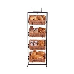 Metal display stand for a store or bakery with wicker trays 56x36 H132/142 cm