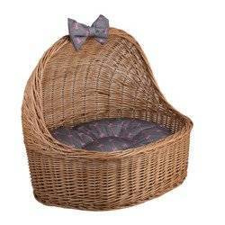 ELSA PET OVAL WICKER BASKET CAT OR DOG ROOFED BASKET WITH PILLOW 60X46 H16/48 CM