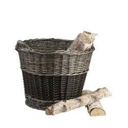 COLORFUL ROUND WICKER STORAGE BASKET WITH HANDLES handmade Ø56 H50 CM