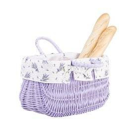 PANIER À PROVISIONS LAVANDE SAC EN OSIER GARNI DE TISSU 42X20 H25/34 CM