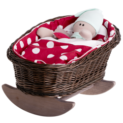Mimi WICKER BED ROCKING CRADLE FOR DOLLS WITH BEDDING 46X28 H 20/25 CM