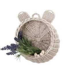 DECOR WICKER HANGING CHILDREN BASKET „BEAR” beige Ø27 CM
