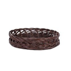 Wicker round storage basket decorative handmade dark painted Ø27 H9 cm