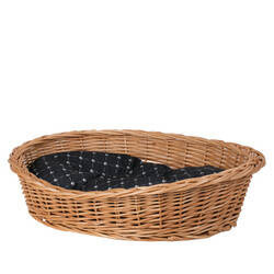 Poppy WICKER OVAL DOG BED WITH PILLOW PET BED 50x36 H16 CM
