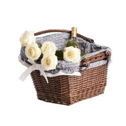 WICKER BIKE BASKET IN BROWN WITH A HEM lined handmade 46x34 H23/28 cm
