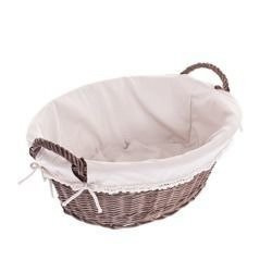 Rieten wasmand donkerbruin met zoom 60x44 H23 cm