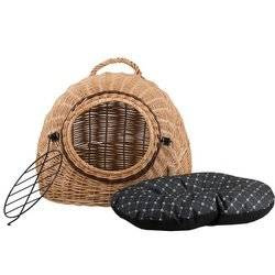 EFA WICKER BASKET PET CAGE PET HOUSE CAT BED PET BED WITH CUSHION 55X45 H47 CM