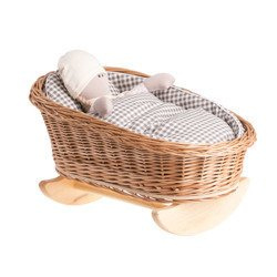 Mimi WICKER BED ROCKING CRADLE FOR DOLLS WITH BEDDING 46X28 H 20/25 CM