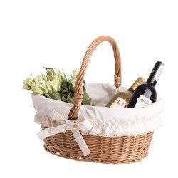 wicker basket gift basket lined decorative handmade 35x25 H15/30 cm
