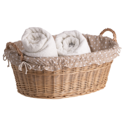 Natural Wicker Laundry Storage Bin with Linen decorative handmade 60x44x23 cm