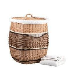SQUARE WICKER LAUNDRY BASKET STORAGE BASKET WITH LID LINED 50X50 H63 CM