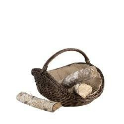 wicker log basket fireplace basket lined handmade 67x46 H27/40 cm