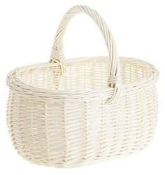 Rieten boodschappenmand gebleekt 42x34 H23/36 cm