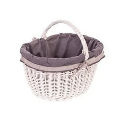 Gebleekte rieten boodschappenmand afgezet met stof 44x31 H21/35 cm