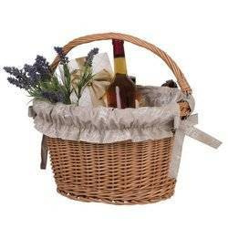 WICKER BIKE BASKET IN A NATURAL colour lined handmade 38x32 H24 cm