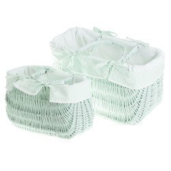 Shopping Bag Mint decorative Wicker Basket handmade Lined 30x16 H 20/29 cm