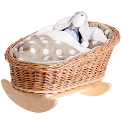 Mimi WICKER BED ROCKING CRADLE FOR DOLLS WITH BEDDING  46X28 H 20/25 CM