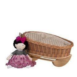 MIMI WICKER BED ROCKING CRADLE FOR DOLLS WITH BEDDING  46X28 H 20/25 CM
