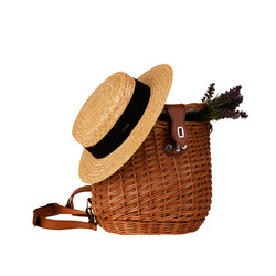 Un sac à dos et un sac à main en osier - deux en un 29x19 H28 cm