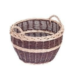 Rieten ronde tuinmand met hengsels rieten bak pannenlap Ø50 H32 cm