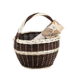 wicker round basket garden basket with handles handmade decorative Ø:40 H: 26/46 CM