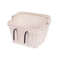WhiteWashed Wicker Bike Basket handmade vintage retro 46x34 H23/28 cm