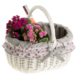 Rieten boodschappentas stof 42x34 H23/36 cm