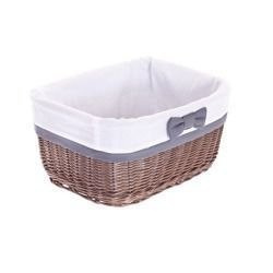 Rieten badkamerrekken met grijze rand 38x28 H20 cm