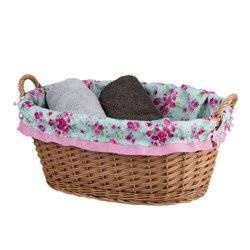 WICKER LAUNDRY STORAGE BIN ECO TOY CONTAINER WITH LINEN decorative handmade 60X44X23 CM