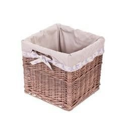 Wicker shelf storage organizer lined retro handmade decorative 30x30 H30 cm