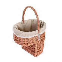 Dark Painted WICKER OVAL STAIRS STORAGE lined 40X30 H36/51 CM