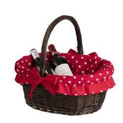 wicker basket gift basket lined decorative handmade dark painted 35x25 H15/30 cm