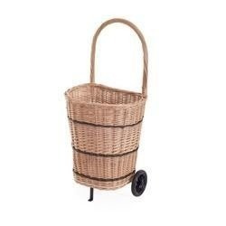 Wicker Basket on Wheels handmade 45x37 H 27/50/90 cm