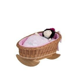 MIMI WICKER BED ROCKING CRADLE FOR DOLLS WITH BEDDING 46X28 H 20/25 CM
