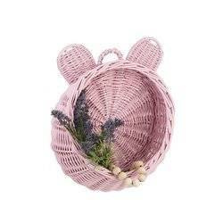 Decor WICKER HANGING CHILDREN BASKET „BEAR” PINK  Ø27 CM