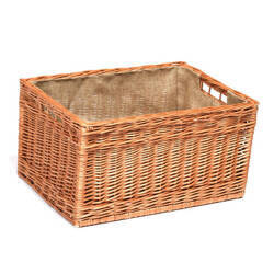 Wicker Rectangular Basket with Plywood Bottom handmade 60x42 H34 cm
