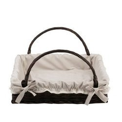 Wicker Rectangular Tray with Handles LINED decorative dark painted 60x50 H12 cm