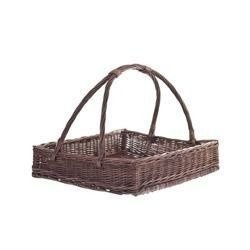Wicker Rectangular Tray with Handle dark painted decorative 60x50 H12 cm