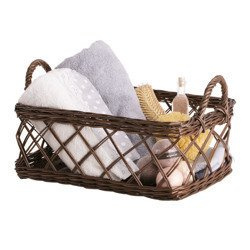 Wicker Tray with Handles dark painted decorative 44x33 H 17/23 cm