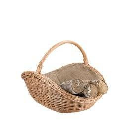 wicker fireplace basket lined handmade 67x46 H27/40 cm