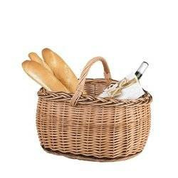 Einkaufskorb aus Weide in Naturfarbe Handarbeit 48x35 H28/40 cm