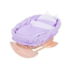 Mimi WICKER BED ROCKING CRADLE FOR DOLLS WITH BEDDING 46X28 H 20/25 CM