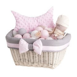 Gebleekte rieten mand met zoom 38x28 H20 cm