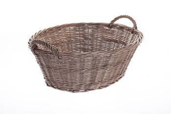 Ovaler dunkelbrauner Wäschekorb aus Weide - Spielzeugkorb 60X44 H23 CM