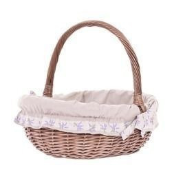 Rieten geschenkmand afgezet met stof 43x36 H17/35 cm