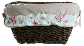 WICKER dark painted BIKE BASKET LINED handmade 46x34 H23/28  cm