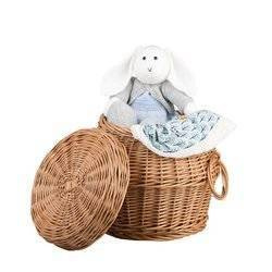 POUFFE WICKER CHEST TRUNK BENCH SEAT WITH STORAGE decorative handmade Ø28/34 H32 CM